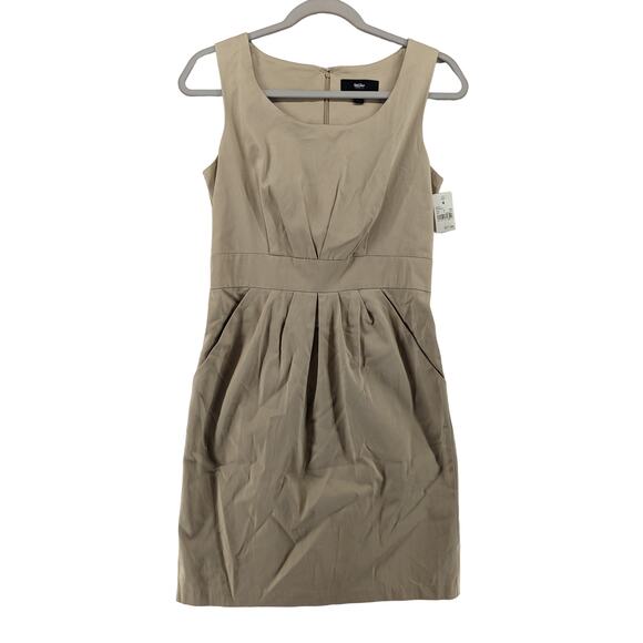 Mossimo Jumper Dress 4 Beige Khaki Tan Scoop Neck Sleeveless Pleated 269336 Mini - Picture 10 of 11